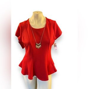 iZ Byer red blouse with detachable necklace accessory, NEW WITH TAG.